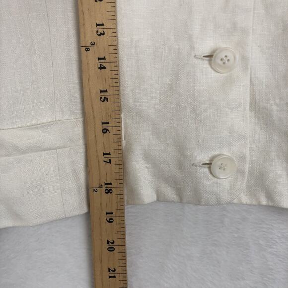 CW‎ CLIFFORD & WILLS Petites 100% Linen Jacket Sz 10P White Academia Office - Picture 6 of 15